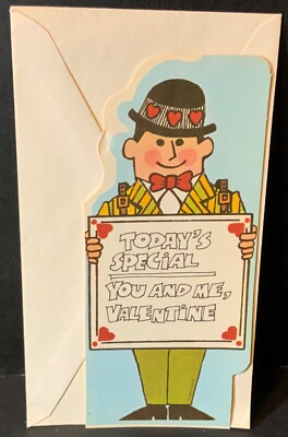 Vintage Valentine Card UNUSED Man w/ Sign  Today s Special. You & Me, Valentine 