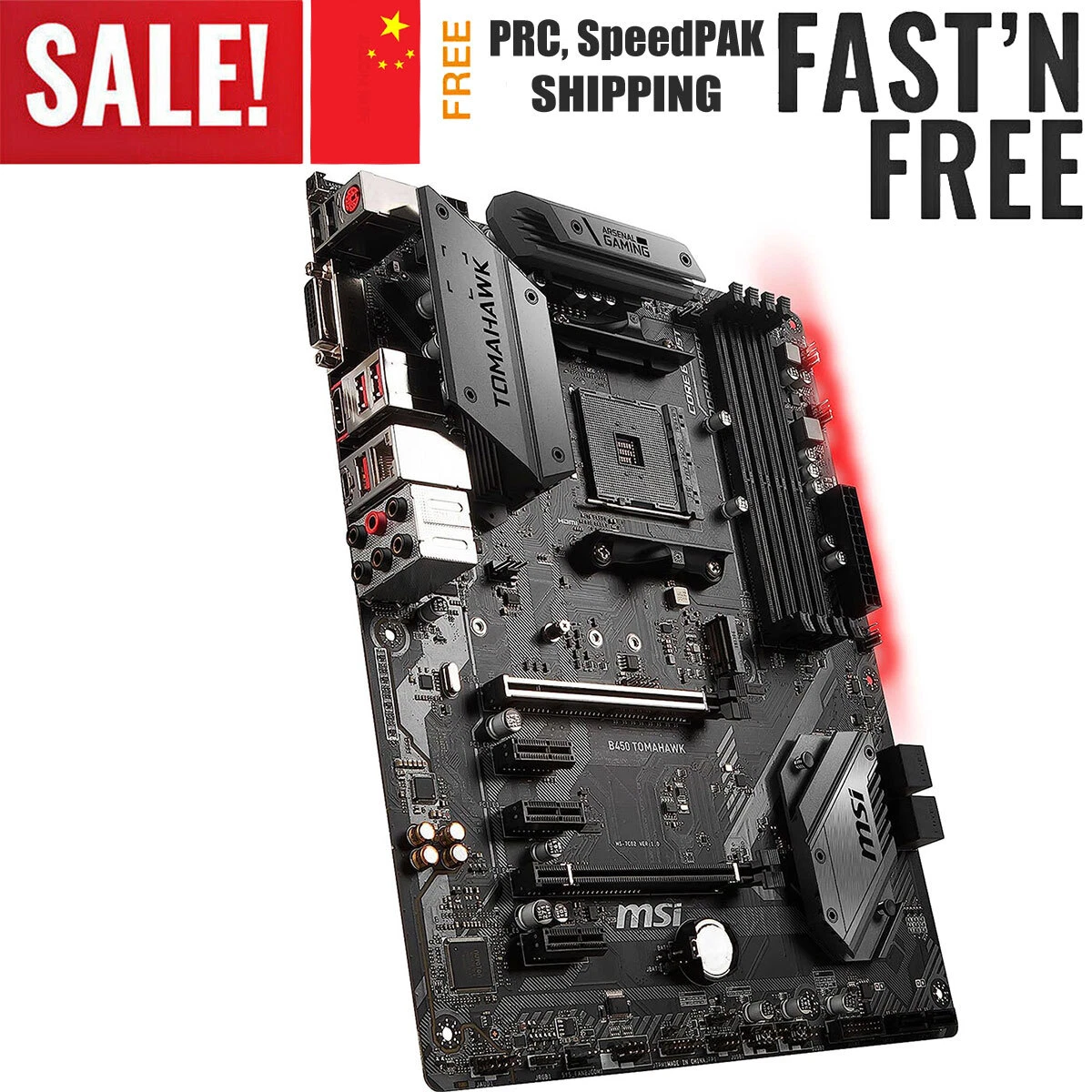 MSI B450 TOMAHAWK Motherboard Socket AM4 4 DDR4 RAM NVME M.2 DVI