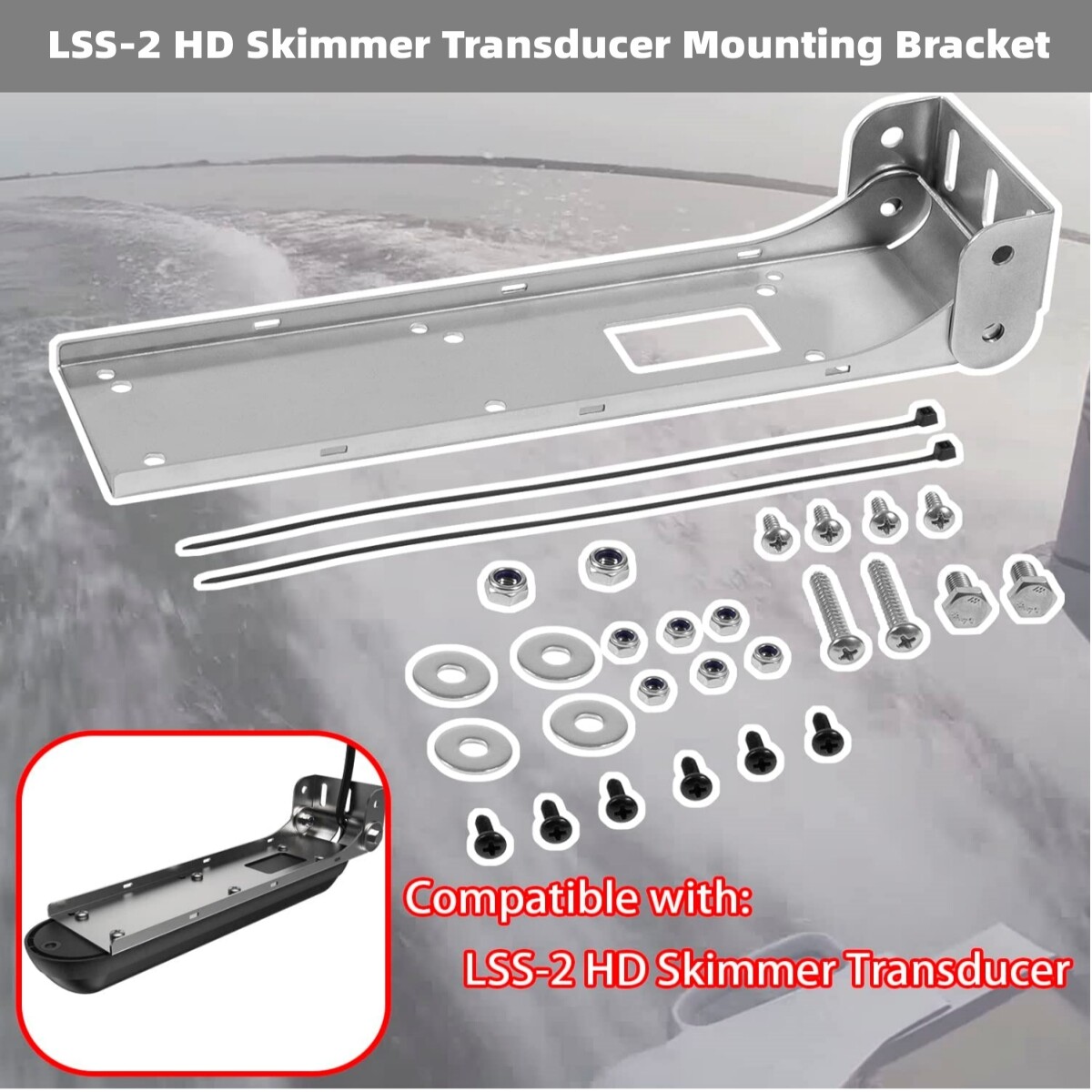Staffa In Acciaio Inox Per Trasduttore Lowrance LSS-2 HD Skimmer – Sostituzione 000 10874 001 - 5