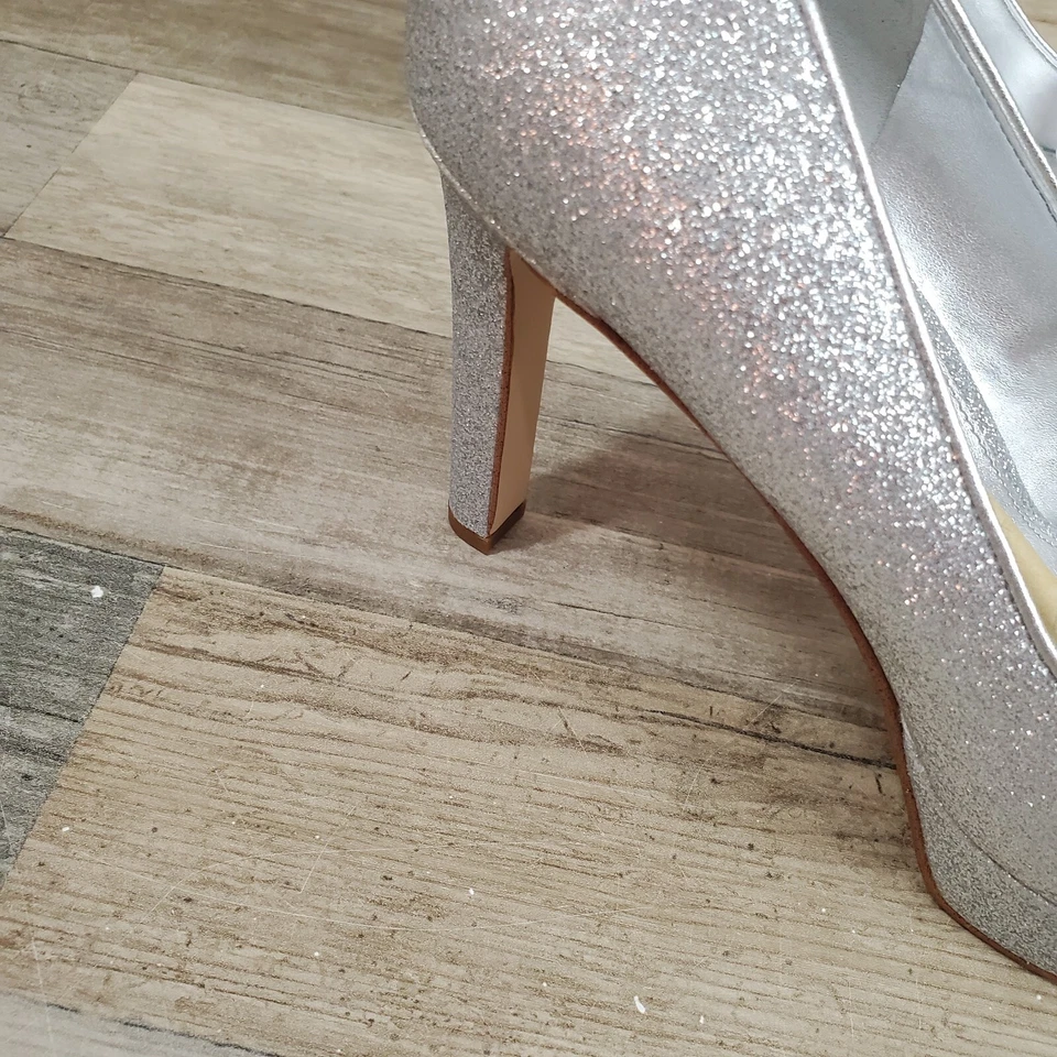 Tacones Michael Michael Kors Talla 9.5 Plata Brillo Chantal Plataforma (USADOS 1X) Foto 3 de 4