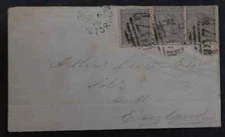 1868 Victoria Australia Cover ties 3x2d grey Laureate stamps BEAUFORT to Hull UK