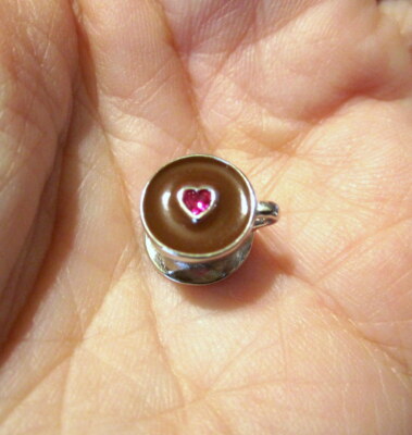 Coffee Cup Charm COFFEE LOVER - Sterling Silver