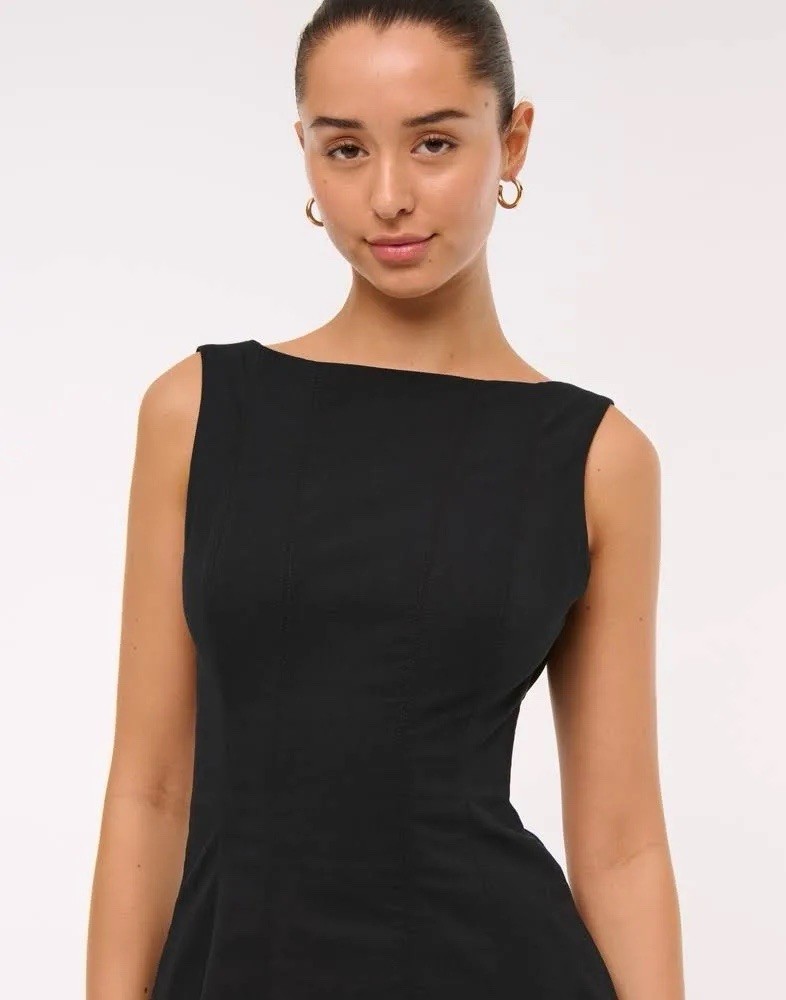 Women's Abercrombie & Fitch The A&F Mila High-Neck Stretch Mini Dress Med TALL