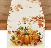 TischläUfer Herbst KüRbisse AhornbläTter Sonnenblumen 40X300 Cm Deko