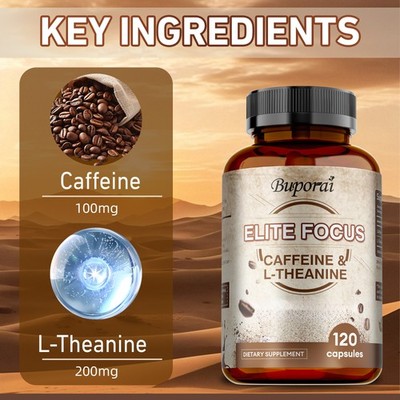 Elite Focus Capsules - with Caffeine, L-Theanine- High Strength Complex -120pcs