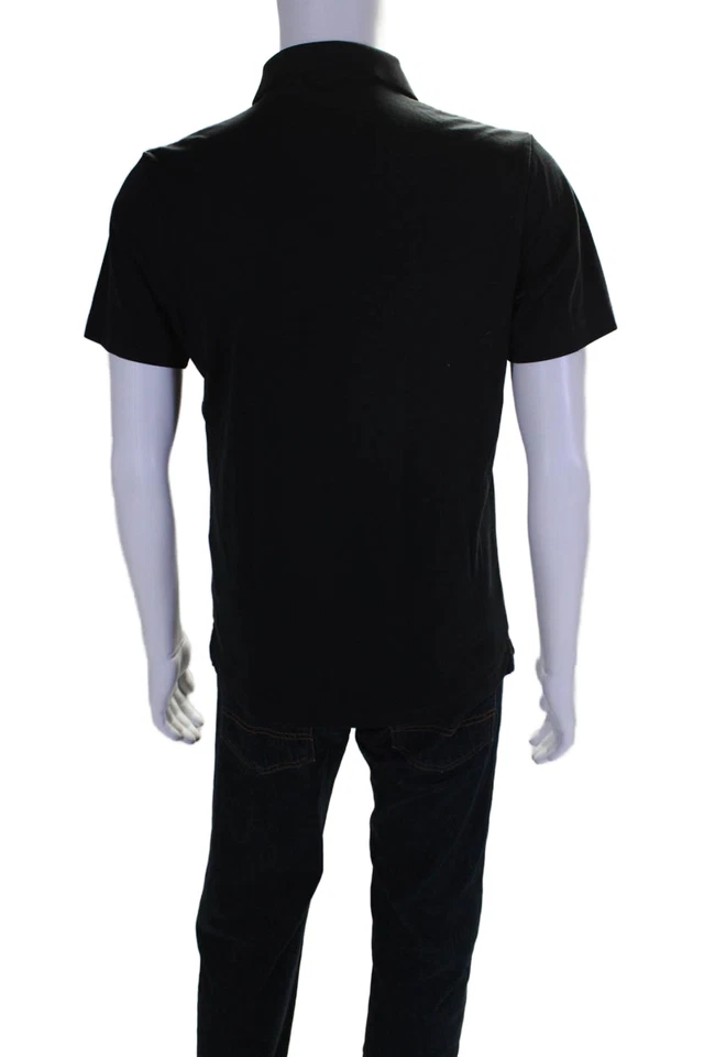 Camisa polo Theory para hombre de algodón manga corta con cuello abotonado negra talla S Foto 4 de 4