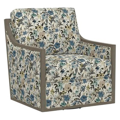 Floral Fabric Swivel Accent Chair, Spring Support, Wood Trim (2-Pack)