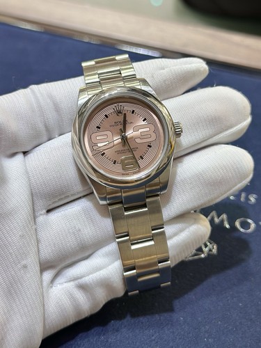 Rolex Oyster Perpetual 31MM Midsize Steel Pink Concentric 3-6-9 Dial Watch