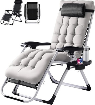 VINGLI Padded Zero Gravity Chair, Lounge Chair with Removable Cushion & Tray，