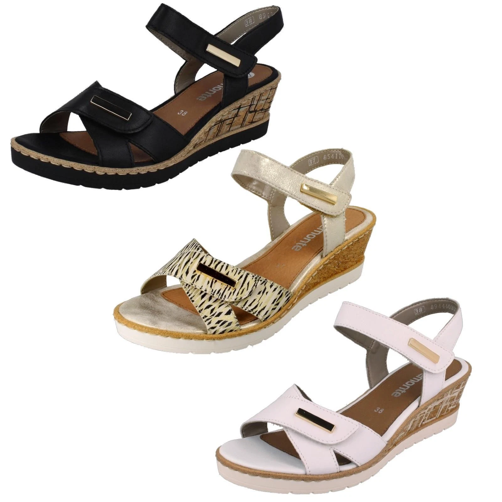 Ladies Remonte Sandals With Adjustable Straps And A Wedge Heel "R6266"