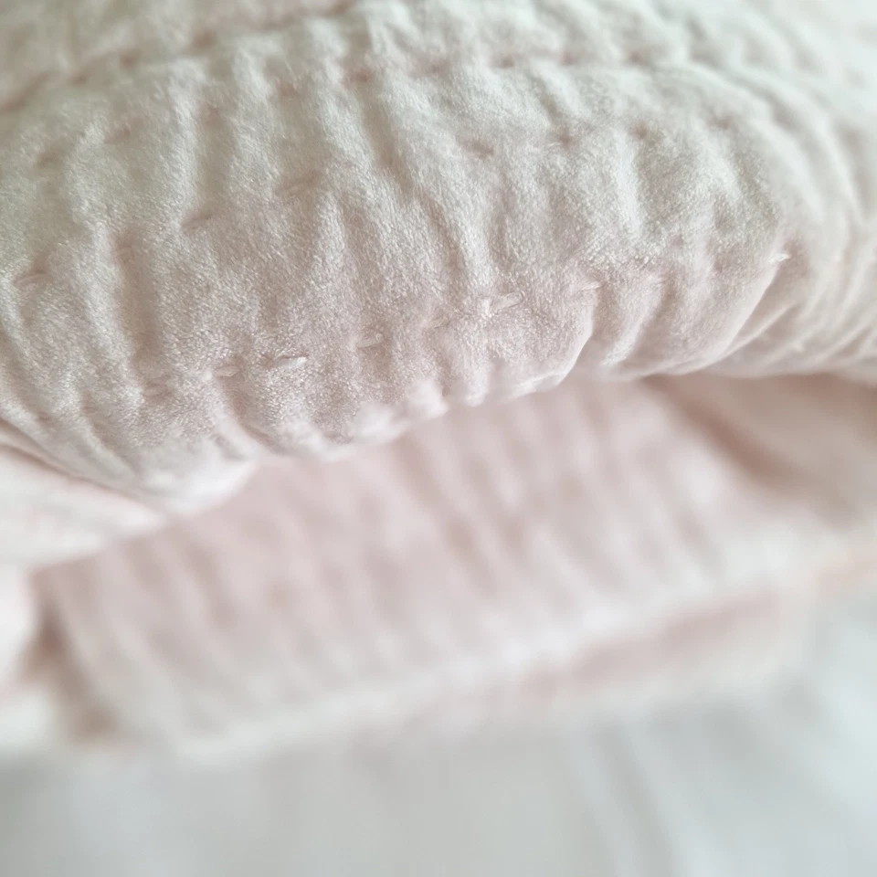 POTTERY BARN ADOLESCENTE TERCIOPELO PICK-STITCH EDREDÓN COMPLETO/REINA Rosa Claro Ropa de Cama de Lujo Foto 3 de 4