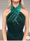 Women's Emerald Green Velvet Jumpsuit Halter Neckline With Pockets Small — photo 1
