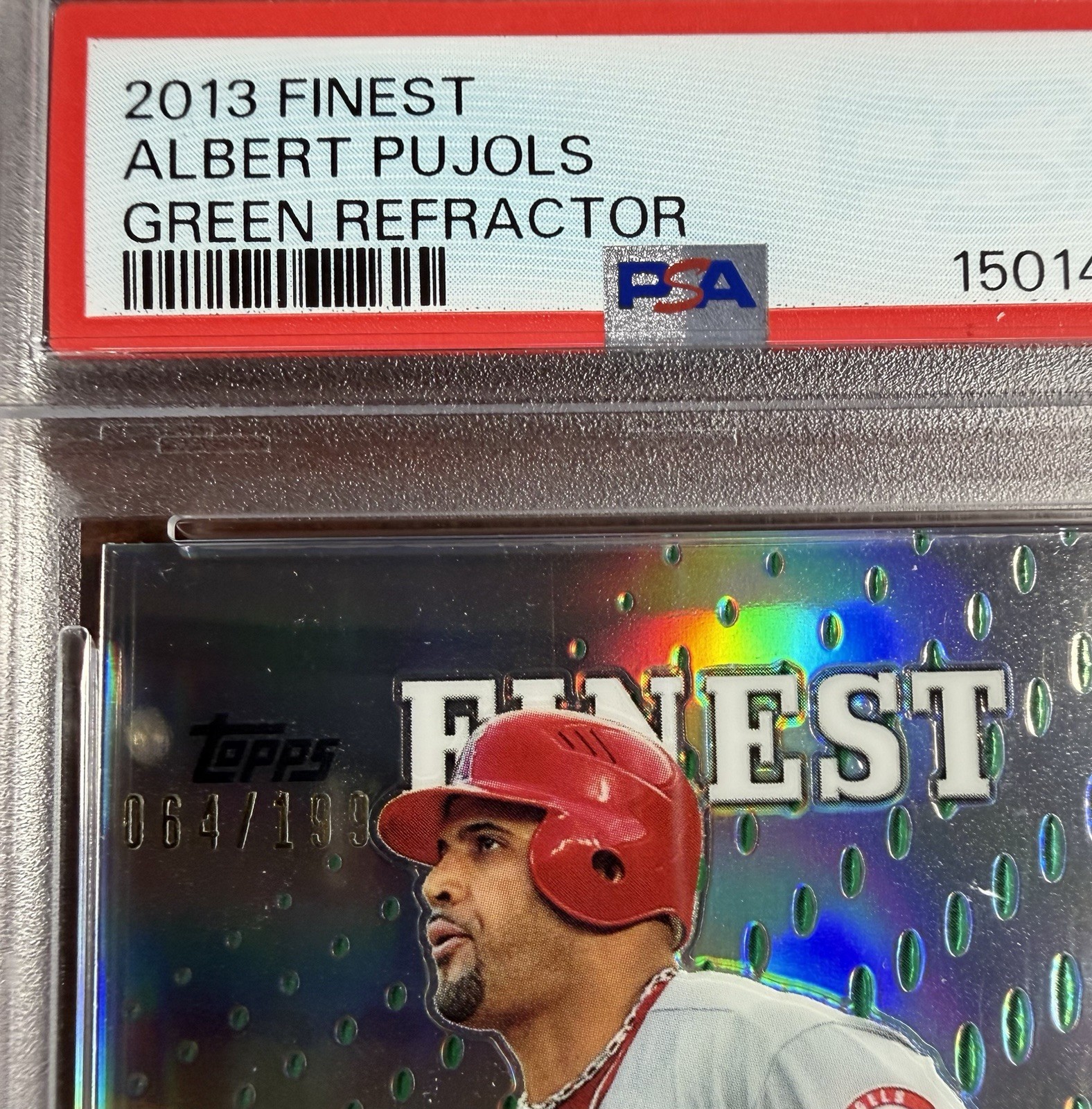 2013 Topps Finest Albert Pujols🌟GREEN REFRACTOR🌈PSA 9🎆MINT💎Rare🔥/199📈 view 2