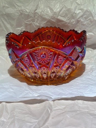 Vintage Indiana Glass Heirloom Sunset Red Carnival 8.5” Bowl
