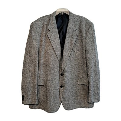 Circle S Mens Blazer 50R Black Blue Speckled Tweed 100% Silk Cowboy Western
