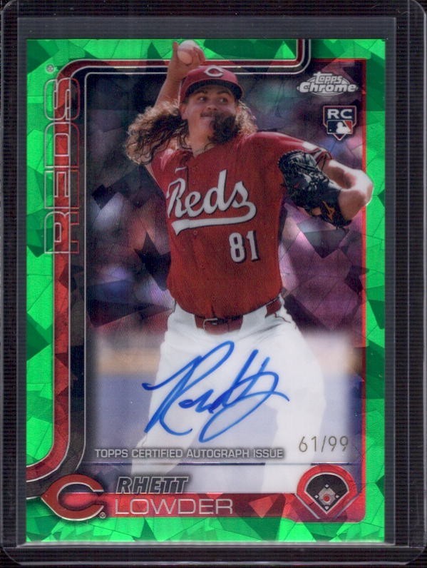 RHETT LOWDER 2025 Topps Chrome Sapphire Green Refractor RC Autograph Auto #61/99