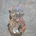 Fenton Hand-Painted Floral Art Glass Bear Figurine Signed C. Cherry