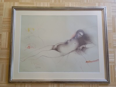 Bruno Bruni liegender Akt ''Venus von Urbino''  limitiert signiert Farblitho 1980
