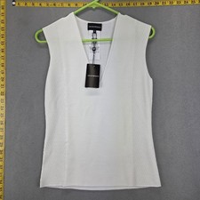 Emporio Armani Tank Top Womens 40 White Knit Sleeveless V Neck Luxury Casual
