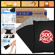 Poly Mailers 12x15.5" - 500 Pack Shipping Bags for Clothing, Durable Black Maile