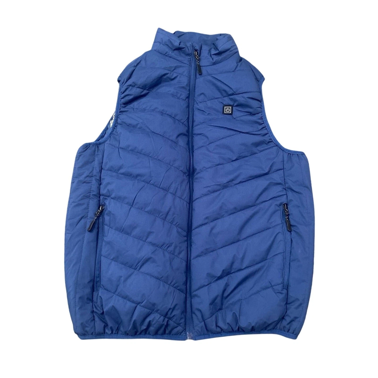 Men's Stand Collar Smart Heating Puffer Vest in Blue, Size XL