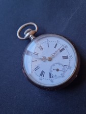 Ancienne Montre De Poche En Acier Bruni Fonctionne Mais S'arrête
