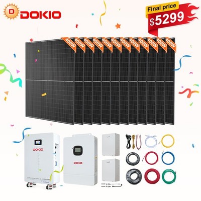 DOKIO 10KW Output 16KWH Complete Off-Grid Solar System LiFePO  Battery 4920W PV