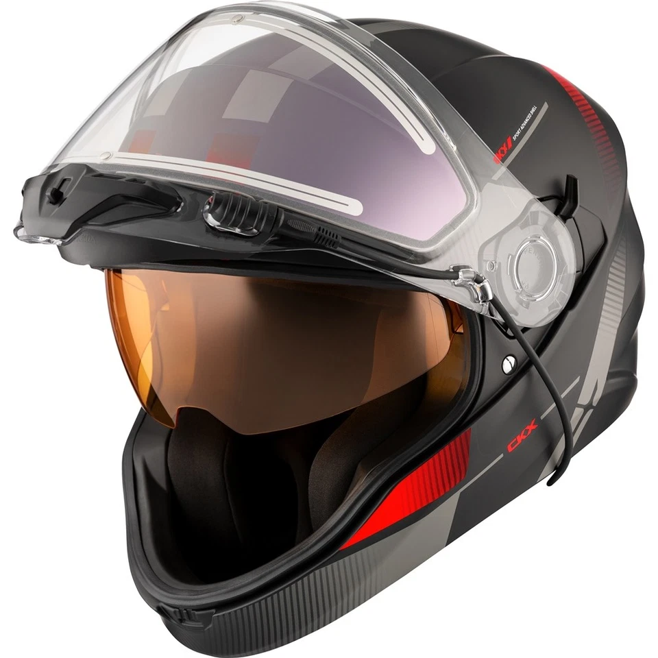 CKX Matte Red Contact Full Face Snowmobile Helmet Edge Electric Shield DOT Foto 4 de 4