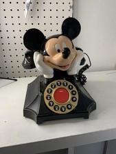 Vintage Mickey Mouse Desk Telephone Collectible Telemania Black Rotary Dial