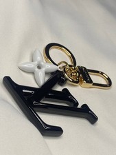 Louis Vuitton Monogram Flower Black LV Initials Bag Charm Keychain