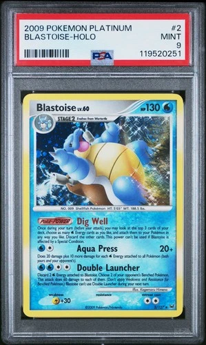 2009 POKEMON PLATINUM #2 BLASTOISE-HOLO PSA 9