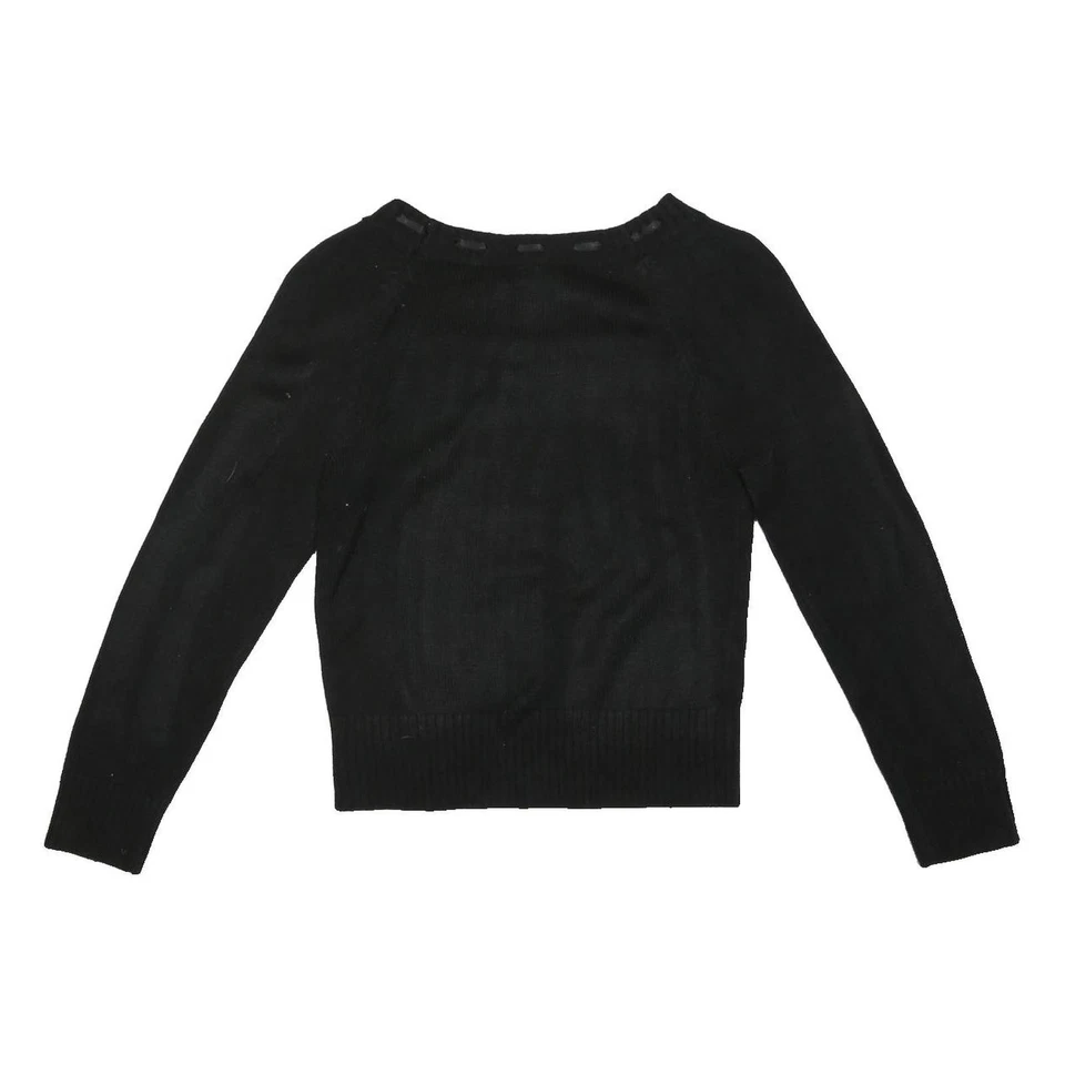 OLD NAVY Fille Pull En Tricot Noir À Encolure Ronde Basique Coton Mélangé - Photo 3/4