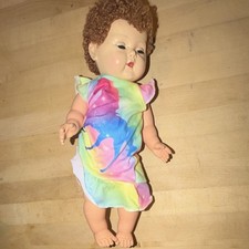 Curly Brown Hair Baby Doll Girl with Colorful Rainbow Outfit