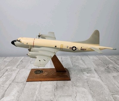 Vintage Lockheed P-3C Orion Factory Model Composite, Wood Desktop Mount *Read*