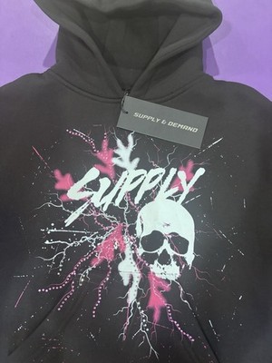 Supply & Demand Boys Skull Graphic Pullover Hoodie Small Black Long Sleeve