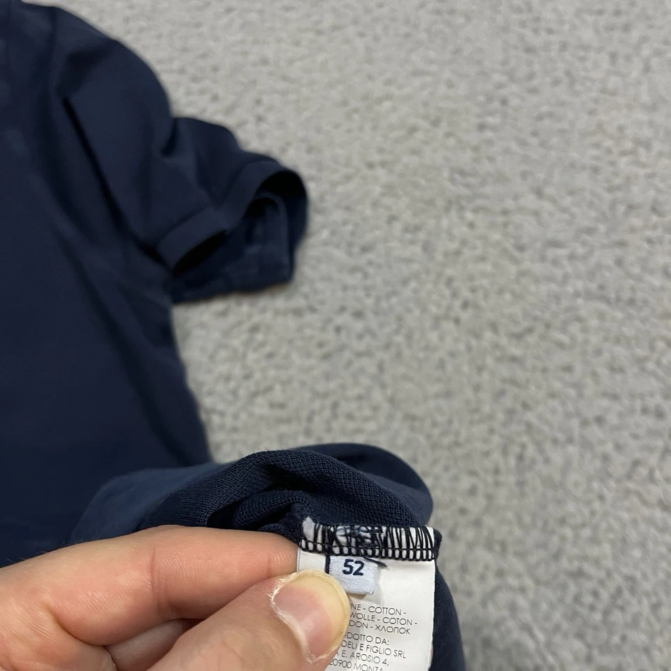 Camisa Polo Fedeli Para Hombre 52 Grande Azul Marino Piqué Elástica Algodón Oficina Italia Foto 4 de 4