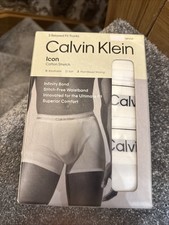 Image of Calvin Klein 3 Pack ICON Cotton Stretch White Boxer Briefs