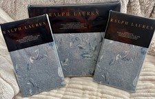 NIP RALPH LAUREN INDIGO MONTAUK FLORAL 3PC F/Q DUVET EURO SHAM SET