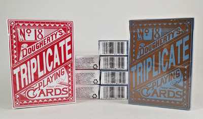 Lot of 9 No. 18 DOUGHERTY'S TRIPLICATE Red & Blue Playing Card Decks - Sealed!