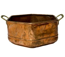 Vintage Hexagon Copper with Brass Handles Planter Pot Handmade Dovetail Closure