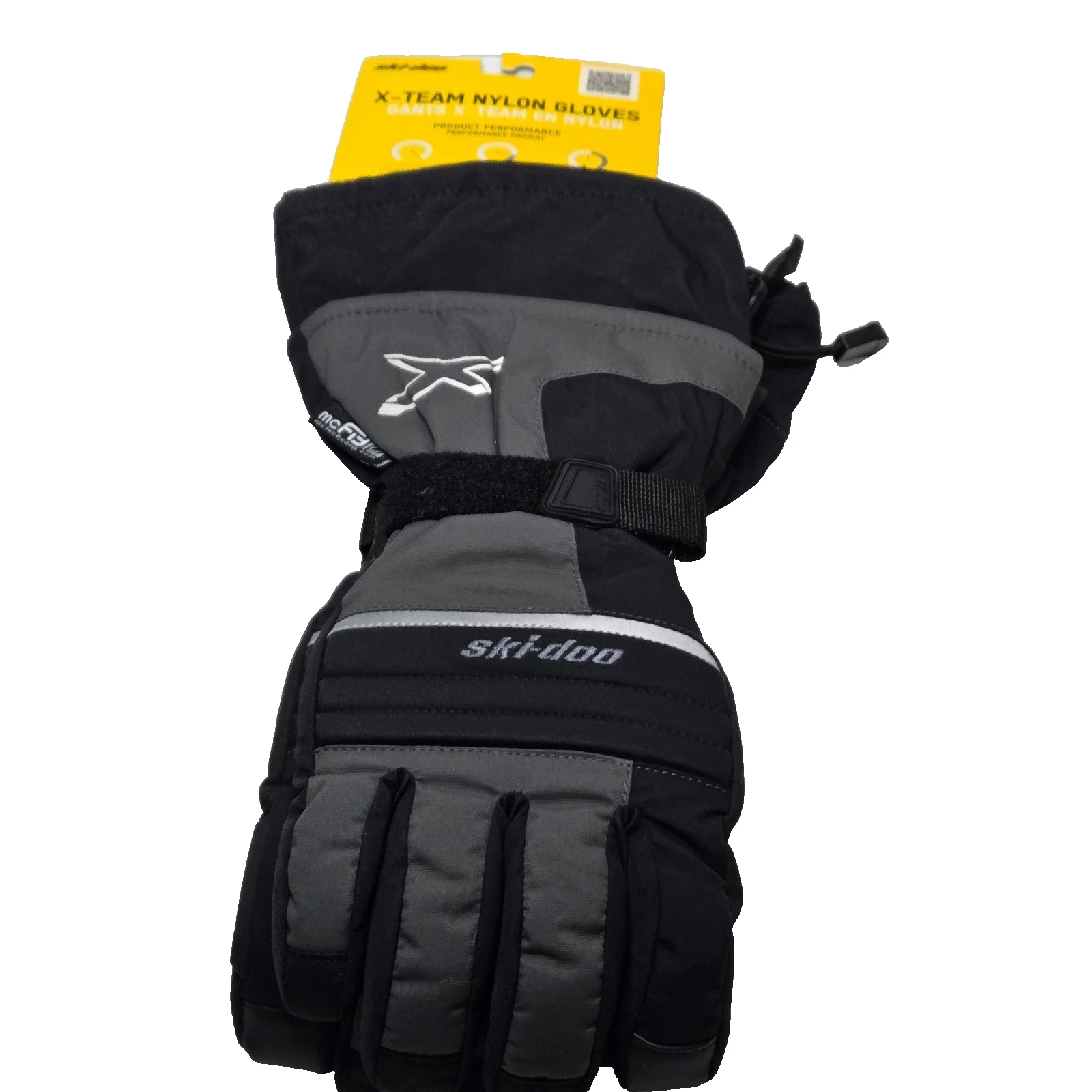 BRP Ski-Doo Men's Insulated Nylon X-Team Ski Snow Winter Gloves Gray Black M