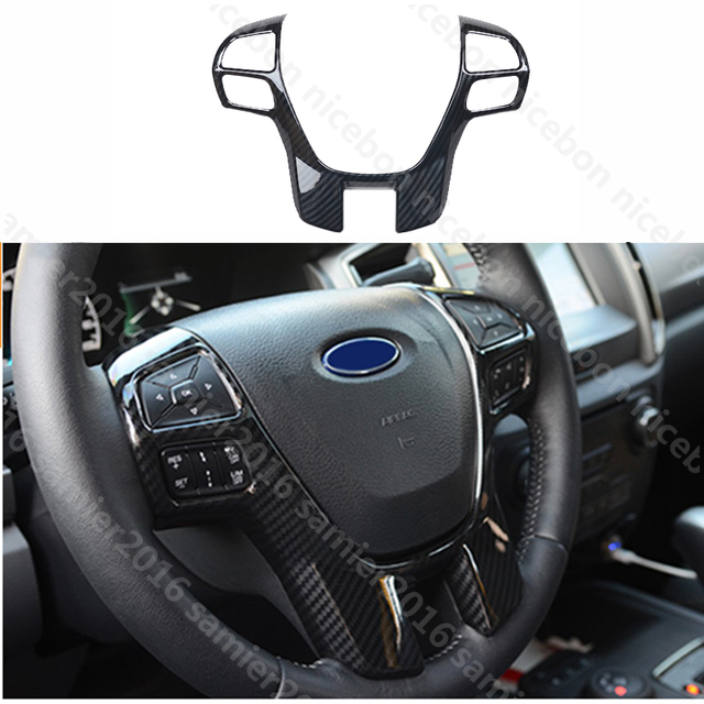 Carbon fiber color Steering Wheel Frame Decorator Cover for Ford Ranger