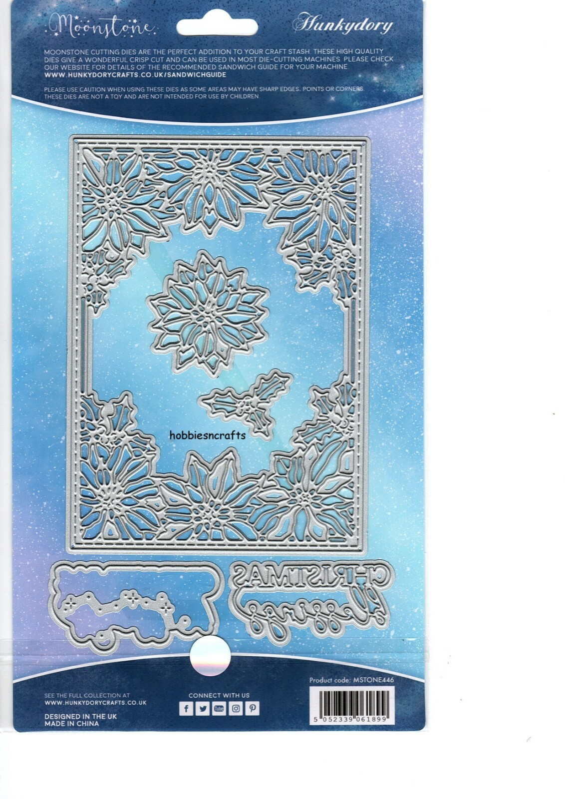 PRETTY POINSETTIA FRAME Hunkydory Moonstone Christmas Cutting dies MSTONE446