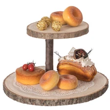New Natural Wood Color Tree Bark Server Tray with Rustic Appeal, Two Sizes Trays
