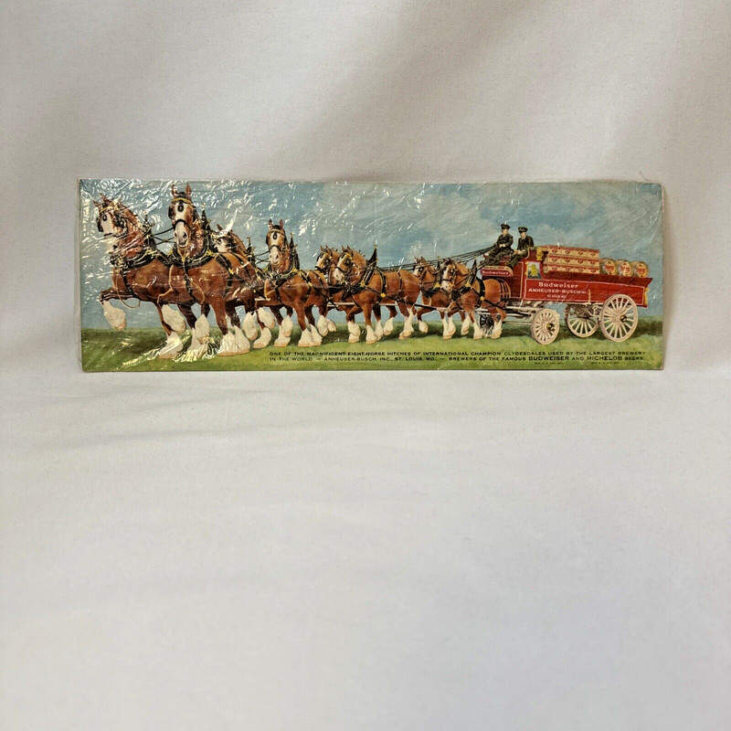 Vintage Folding Double Postcard Budweiser Eight-Horse Clydesdale Team