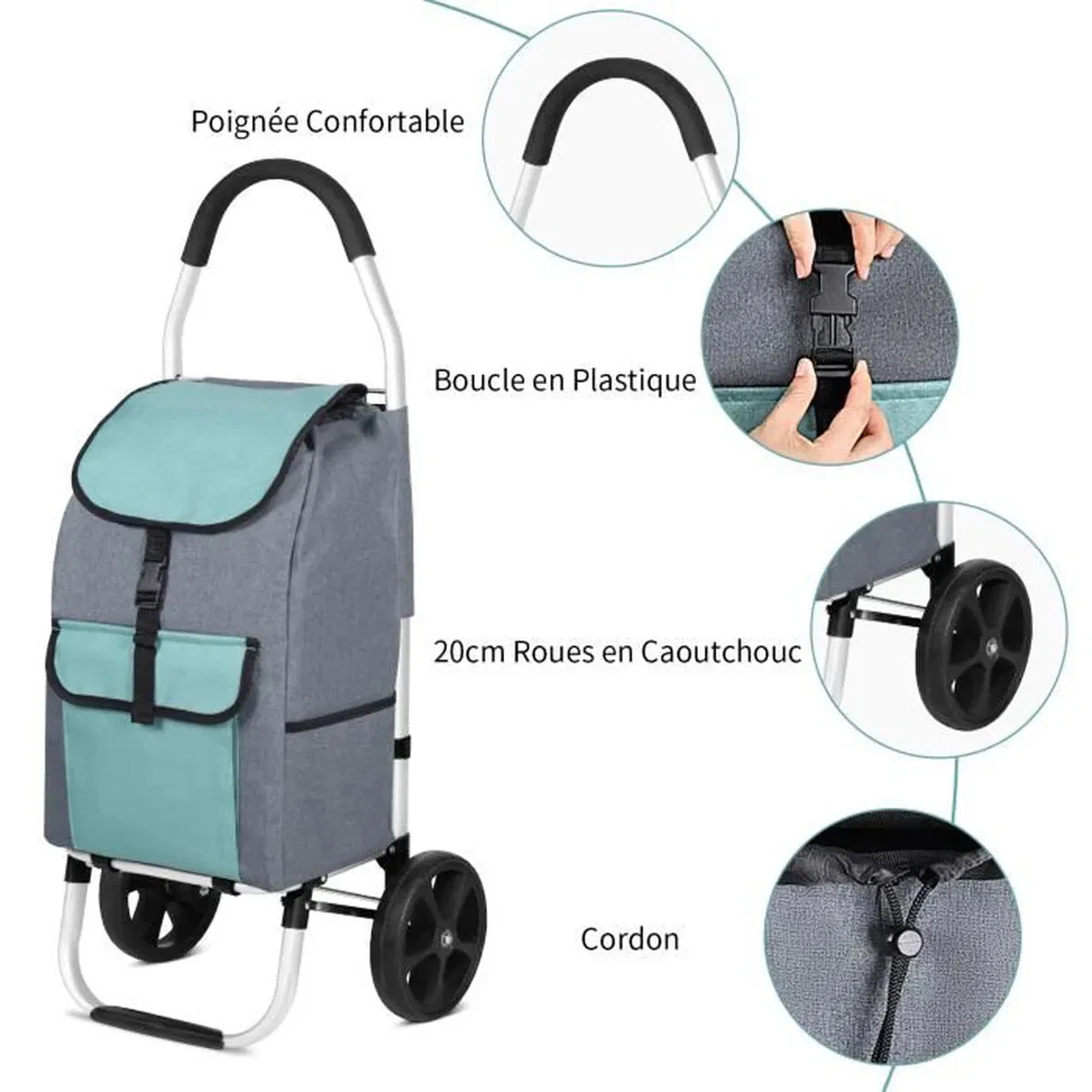 Cruiser Pliable Chariot de Course, 45L, Caddie á 2 Roues , Pousette de  marché : : Cuisine et Maison