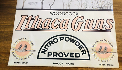 ウッドガラスフレーム　ヴィンテージポスター　PN epo Ithaca Gun Co. Iconic Woodcock Poster 1914-Luis Agazziz