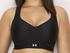 UNDER ARMOUR HeatGear Warp Knit High Support Black Sports Bra NEW Womens 38DD