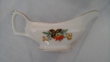 Gravy boat, Woods Ivory Ware, Art Deco style, octagonal base and floral decor