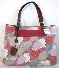 NEW FOSSIL VANESSA BRIGHT MULTI COLOR+SILVER SEQUIN TOTE, SHOULDER BAG,PURSE